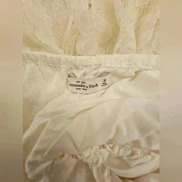 Abercrombie & Fitch Cream Floral Lace Halter Dress Flowy Feminine Fairy - Picture 8 of 11